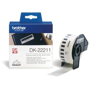Brother-Etiketten DK-22211, weiß, Endlos-Etiketten, Film, (HxB) 29mm x 15,24m