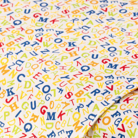 Baumwollstoff Buchstaben kunterbunt "Mona", weiß-color