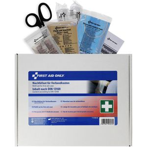 First-Aid-Only Erste-Hilfe-Nachfüllset für Schulen & Betriebe, mit Einmalhandschuhen, Schere & Kühlkompressen, DIN 13169