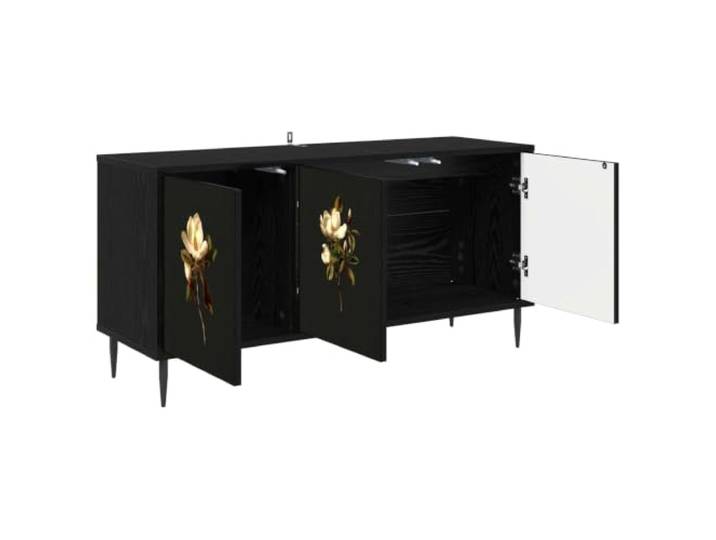 PUGYNBK TV-Möbel, Eiche, Schwarz, 102 cm, rechteckig Hergestellt aus Holz, erhöhte Füße, geräumige Aufbewahrung, dekoratives Design, einfache Reinigung