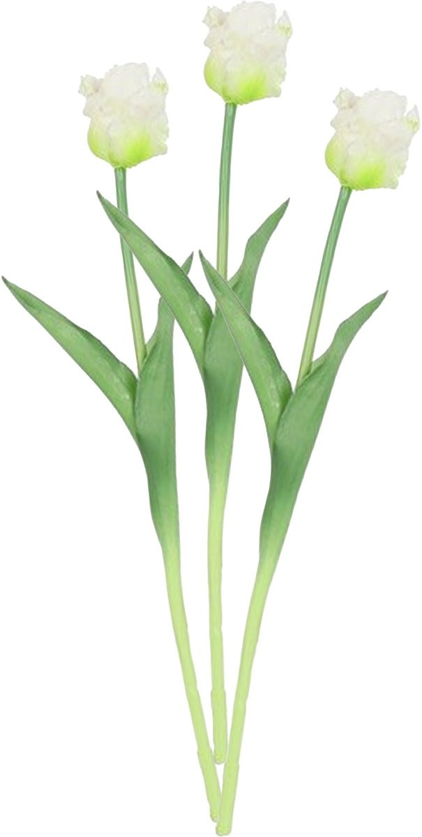 Countryfield Kunsttulp Parkiet - 3 stuks - wit - real touch - 40 cm