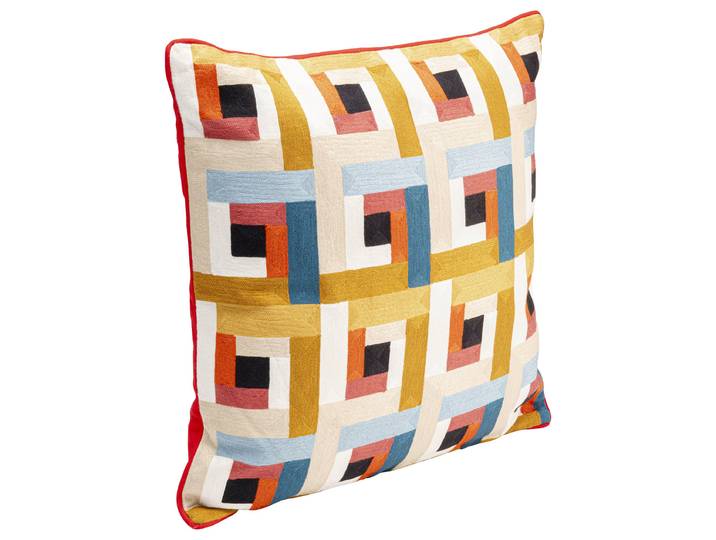 Coussin décoratif Vortice Jaune 50 x 50 x 15cm Polyester/Coton