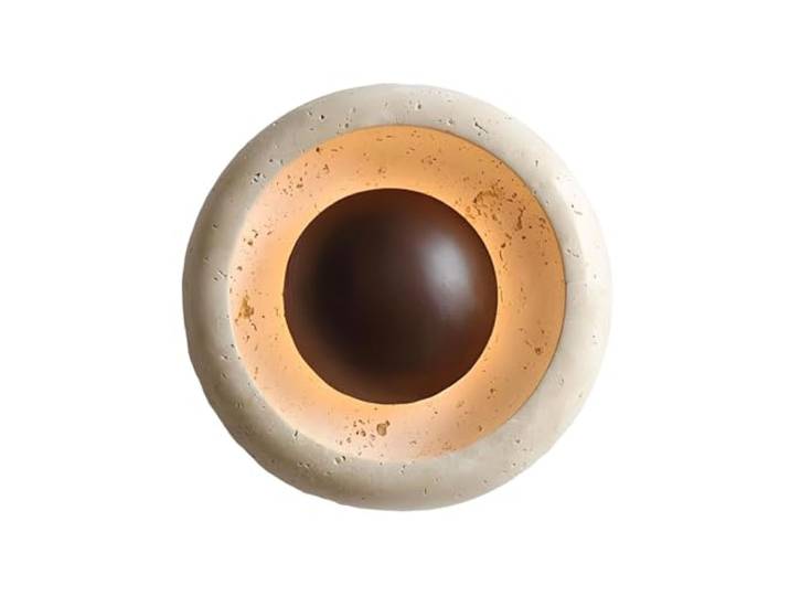 LUOYAOB Nordic Travertin Wandleuchte Moderne Stein Wandleuchten Massivholz Dekoration Kreis Höhle Stein Wandlampe for Nachttisch Spiegel Schlafzimmer Flur Wohnzimmer