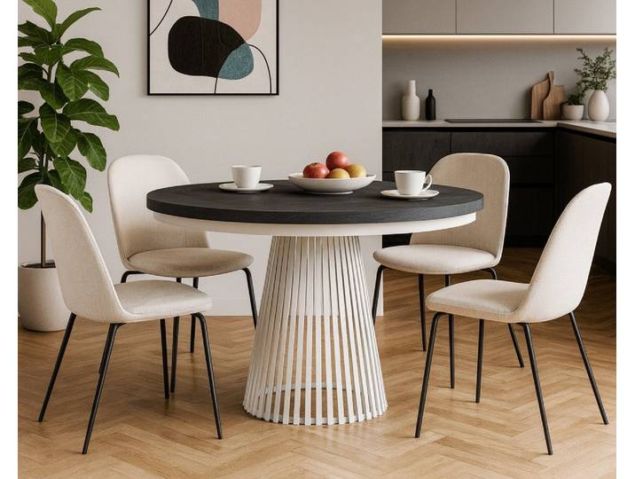 Beautysofa Esstisch Lumi im Loft-Stil, ausziehbar Ø 100–180 cm (hitze- und verfärbung beständig, Metallbeinen), verschiedene Farben