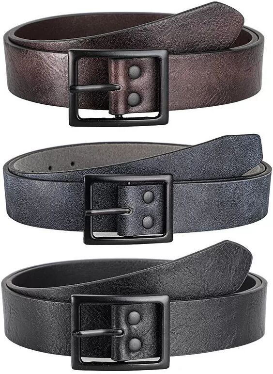INF Vielseitiger Herrenmode Pendler PU Ledergürtel mit Legierungsschnalle Schwarz
