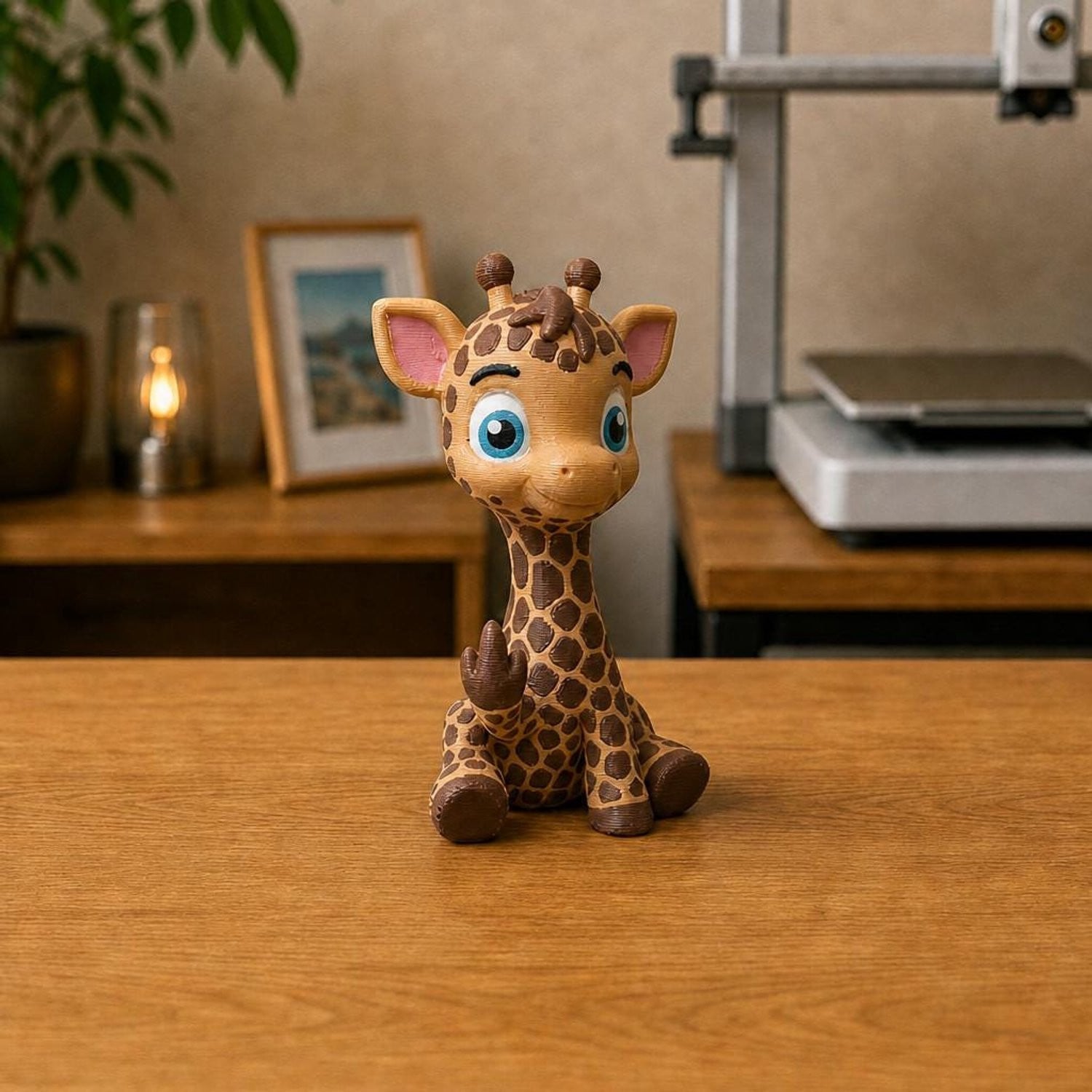 AnimalsAttitude Grote Baby Giraffe Figurine met Middelvinger – 3D-geprint PLA Beeldje voor op de Tafel of Plank