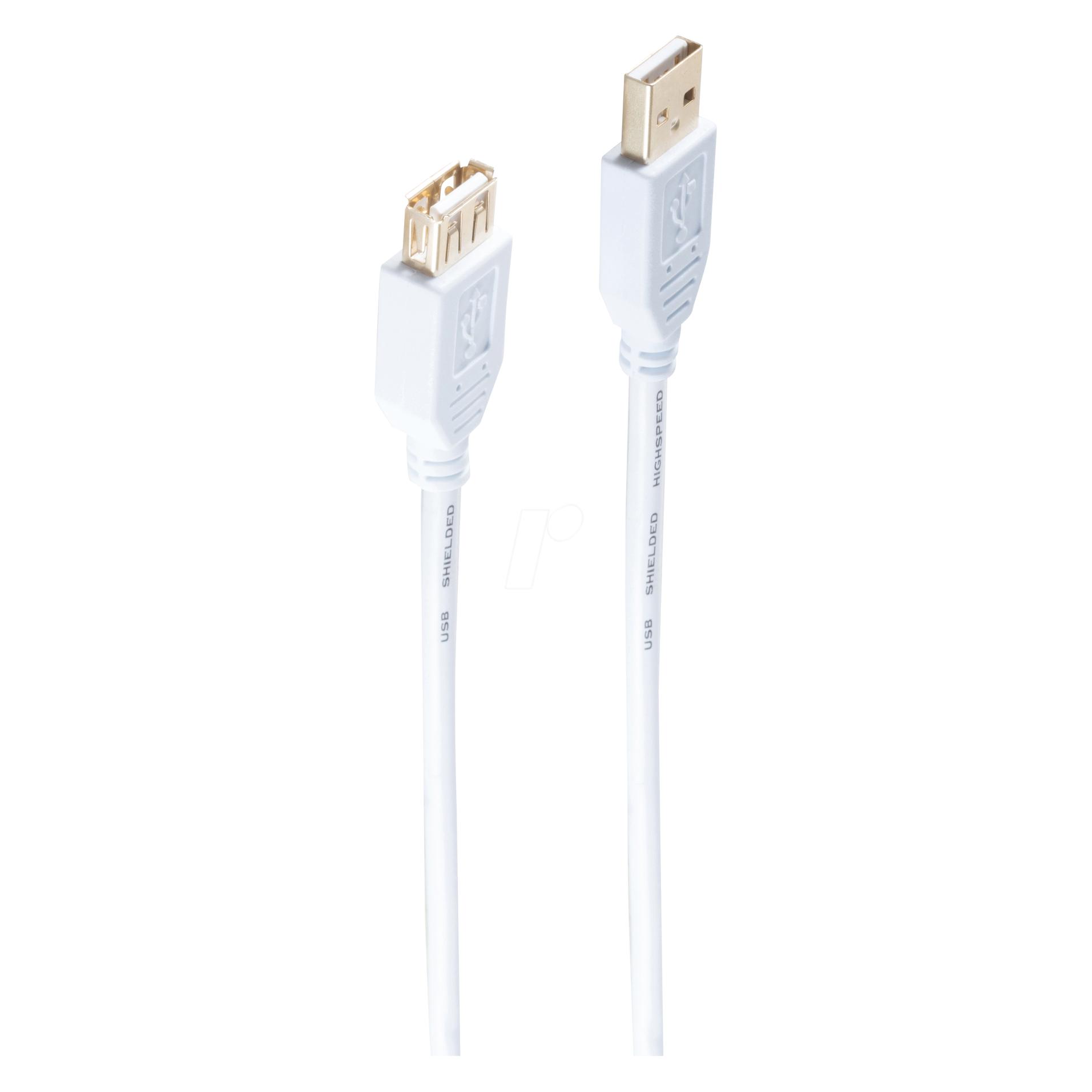 Shiverpeaks -BASIC-S--USB Verlängerung, Typ A Stecker auf Typ A Kupplung, HIGH SPEED, vergoldete Kontakte, USB (3 m, USB 2.0) (BS77123-W)