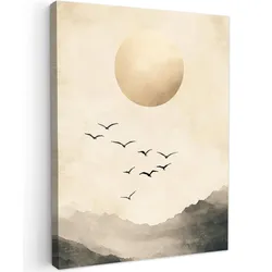 LEINWANDBILD Landschaft - Japandi - Vogel Room Decor 30x40 cm
