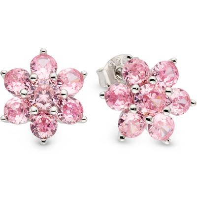Paar Ohrstecker FIRETTI "Ohrringe Blütenform Silber rhodiniert mit Zirkonia pink", pink (silberfarben, pink, pink), Ohrringe, Damen, 9,3mm, Silber 925 (Sterlingsilber), mit Zirkonia (synth.)