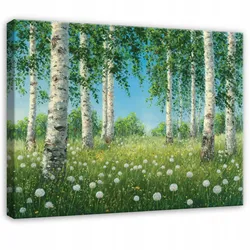 LEINWANDBILD Wald Birken Grün 120x80 cm