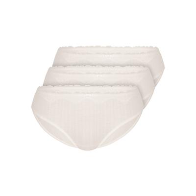 Slip SASSA "3er Pack Slip Bamboo Jacquard", Damen, Gr. 42, beige (ivory), Obermaterial: 90% Viskose CV. 10% Elasthan EL., Unterhosen Slip