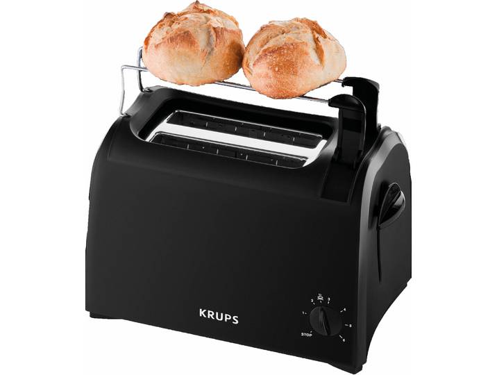 KRUPS Toaster Pro Aroma KH1518 , schwarz, B:26cm H:18,7cm T:16,4cm, Toaster, Krümelschublade, 6 Bräunungsstufen, Hebe-Funktion, Toaster