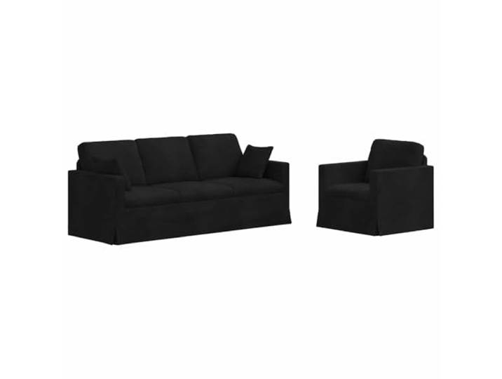 Todiikf Modulares Couch Set 2-teilig Samtsofa Schwarz 198x78x80 cm Flexibles 2er Polstersofa mit weichem Samtbezug und robustem Metallgestell für Wohnzimmer und Schlafzimmer.