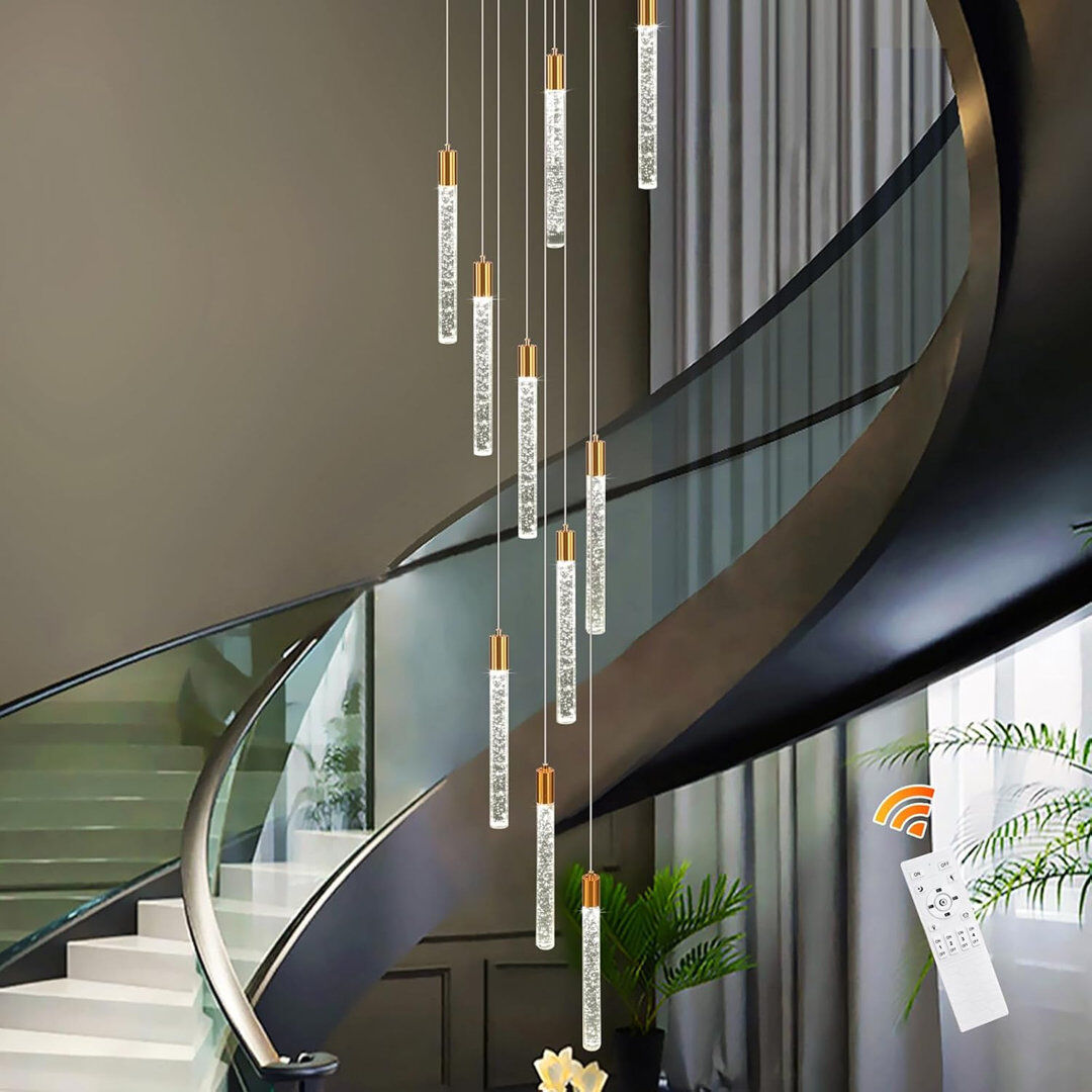 Blue Elephant Modern Dimmable LED Large Staircase Cluster Pendant Light Chandelier Gold 36cm H X 45cm W X 45cm D