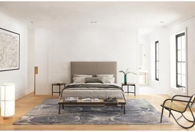 EXQUISITE RUGS Fine Pure Silk Hand-knotted Silk Blue/Grey/Ivory Area Rug.