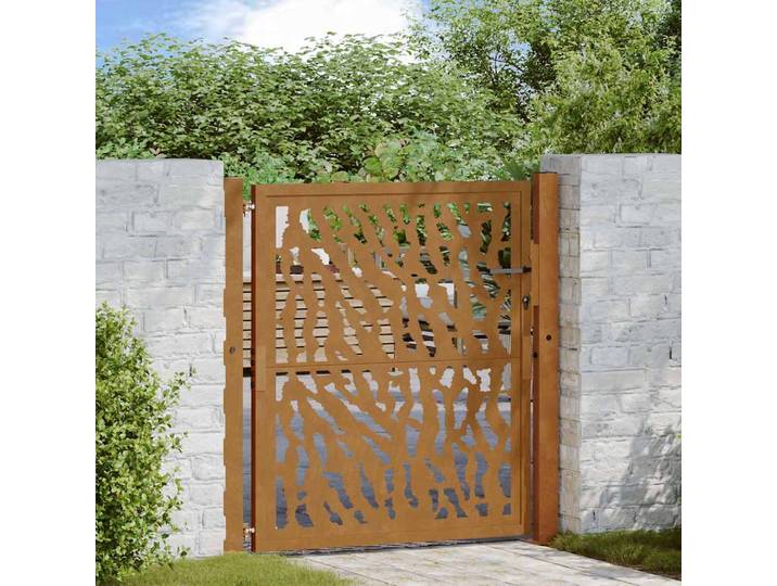 vidaXL Gartentor 100x100 cm Verwitterungsstahl Trace-Design