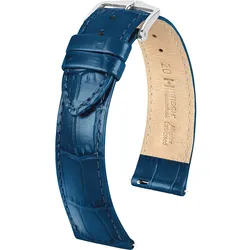 Hirsch 03427080-2-18 Leder-Uhrenarmband Louisianalook L 18 mm Blau