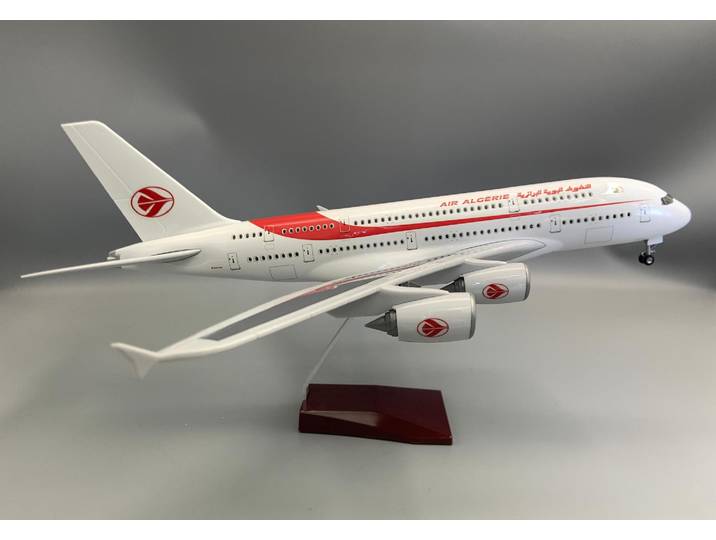 Avion en résine échelle 47CM A380 Air Algerie Airlines Airways modèle d'avion moulé sous pression avec lumière Collection affichage cadeaux