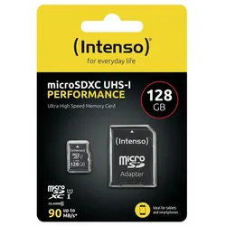 INTENSO Performance R90 microSDXC 128GB Kit, UHS-I U1, Class 10