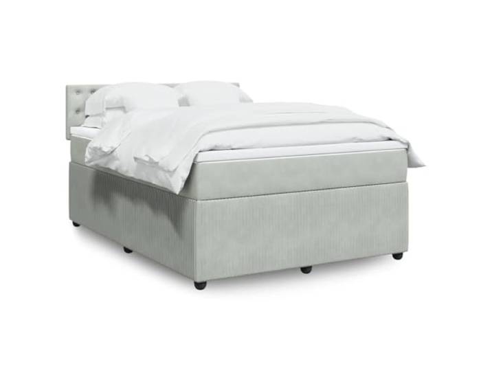 RJPLMFV Bettgestell, Matratze, Velours, Hellgrau, 160 x 200 cm Taschenfedern, abnehmbarer Bezug, waschbar, atmungsaktive Oberfläche, optimaler Komfort