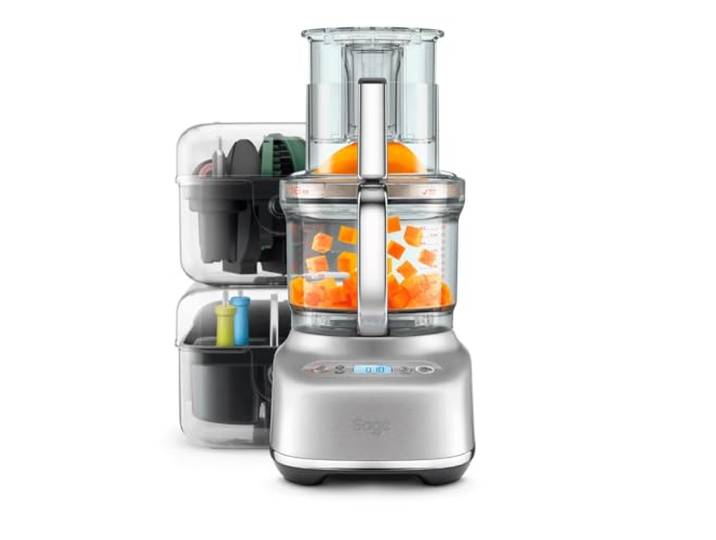 Sage The Paradice 16\, Kit Multifonction\, Acier Inoxydable Brossé Capacité 16 Tasses\, Moteur 900W\, Kit de Découpe\, Disques 8 et 16mm\, Coupe-Frites; Lame Quad\, Râpe et Éminceur Réglables