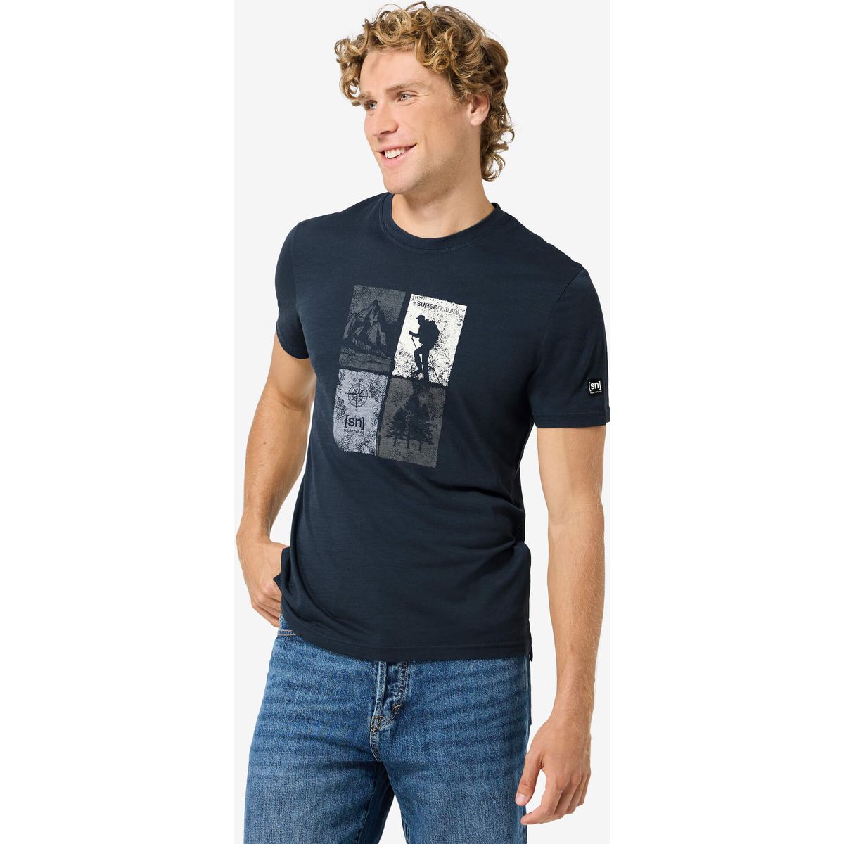 Super.Natural M GO Hiking Tee blueberry/various (W55) XL SNMP01226W55XL
