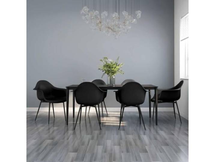 UYPTERF Esszimmerstühle 6 STK. Schwarz PP Minimalistisches Design, Polypropylen, Metallbeine, ergonomisch geschwungene Rückenlehne, 110 kg