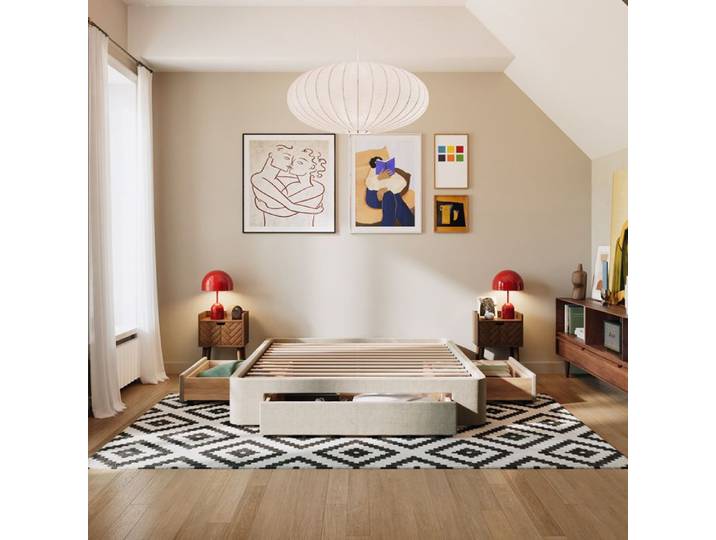 SLOME Sommier Coffre beige Nova 200x200 cm
