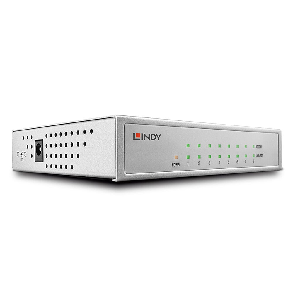 Lindy 25045 8-poorts Gigabit desktop switch met metalen behuizing
