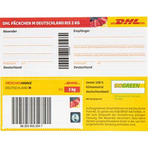 DeutschePost Paketmarke national, bis 2kg, vorfrankiert, Höchstmaße 60 x 30 x 15cm