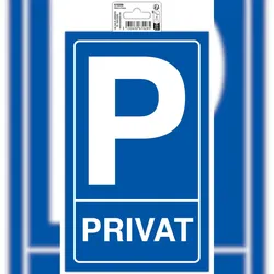 Exacompta 67028B Hinweisschild selbstklebend, Privatparkplatz, weiß auf blauem Hintergrund, 15x25 cm, PVC -