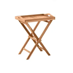 Möbilia Serviertisch 60 x 40 cm | klappbar | mit abnehmbarem Tablett | B 60 x T 40 x H 65 cm | natur | 11020002 | Serie GARTEN