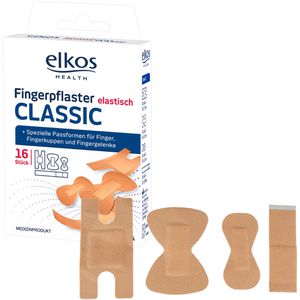 elkos Pflaster Fingerpflaster Classic, 16 Strips, elastisch, atmungsaktiv, 4 Größen