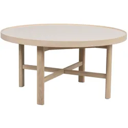 Couchtisch Marsden Rund 90cm aus Eiche und Keramik, klassisch, weiß, pflegeleichte Oberfläche