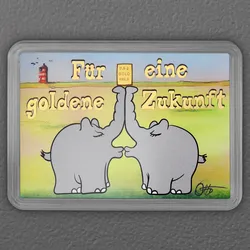 Goldbarren 0,5g "Küssende Ottifanten" (Motivbox)