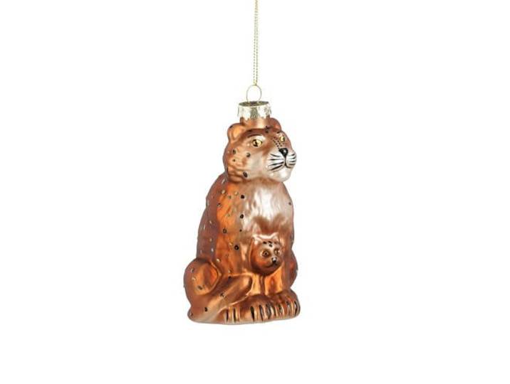 Mica Decorations kerstornament luipaard - glas -bruin