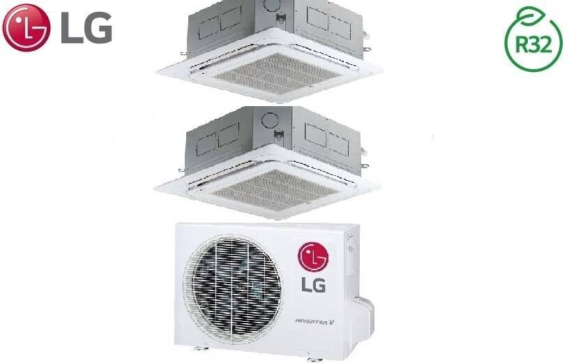 LG Condizionatore Climatizzatore Inverter Dual Split a Cassetta R-32 9000+12000 Con MU2R15 U13