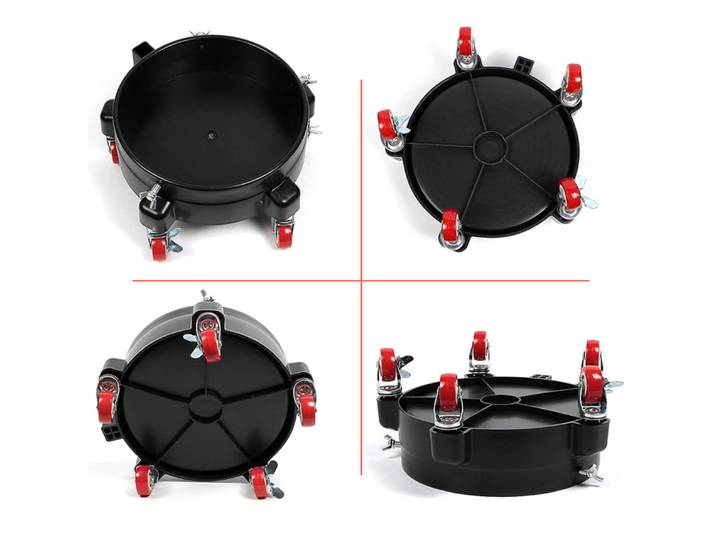 Plateau roulant robuste pour seau de lavage auto, chariot mobile à base épaissie avec 4 roues pivotantes, support de seau pour detailing automobile HXD