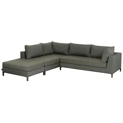 Gartenecksofa Sicilie - Aluminium & Outdoor-Stoff Grün, Links
