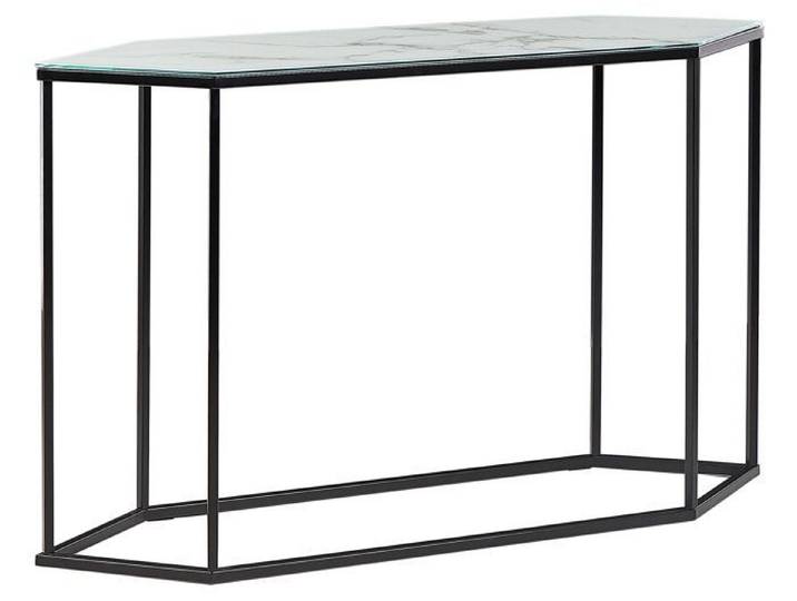 Console avec plateau en verre effet marbre blanc / noir PERRIN