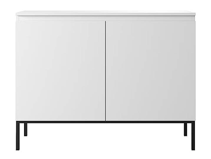 Selsey Kommode Schrank Aufbewahrungsschrank 100 cm 2 Türen 4 Fächer Weiß Schwarze Beine Bemmi