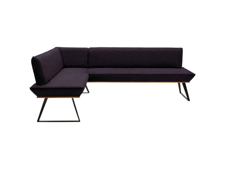 Voleo Eckbank, Schwarz, Eiche, Metall, Eiche, massiv, 5-Sitzer, L-Form, 223x163 cm, Stoffauswahl, seitenverkehrt erhältlich, Esszimmer, Bänke, Eckbänke