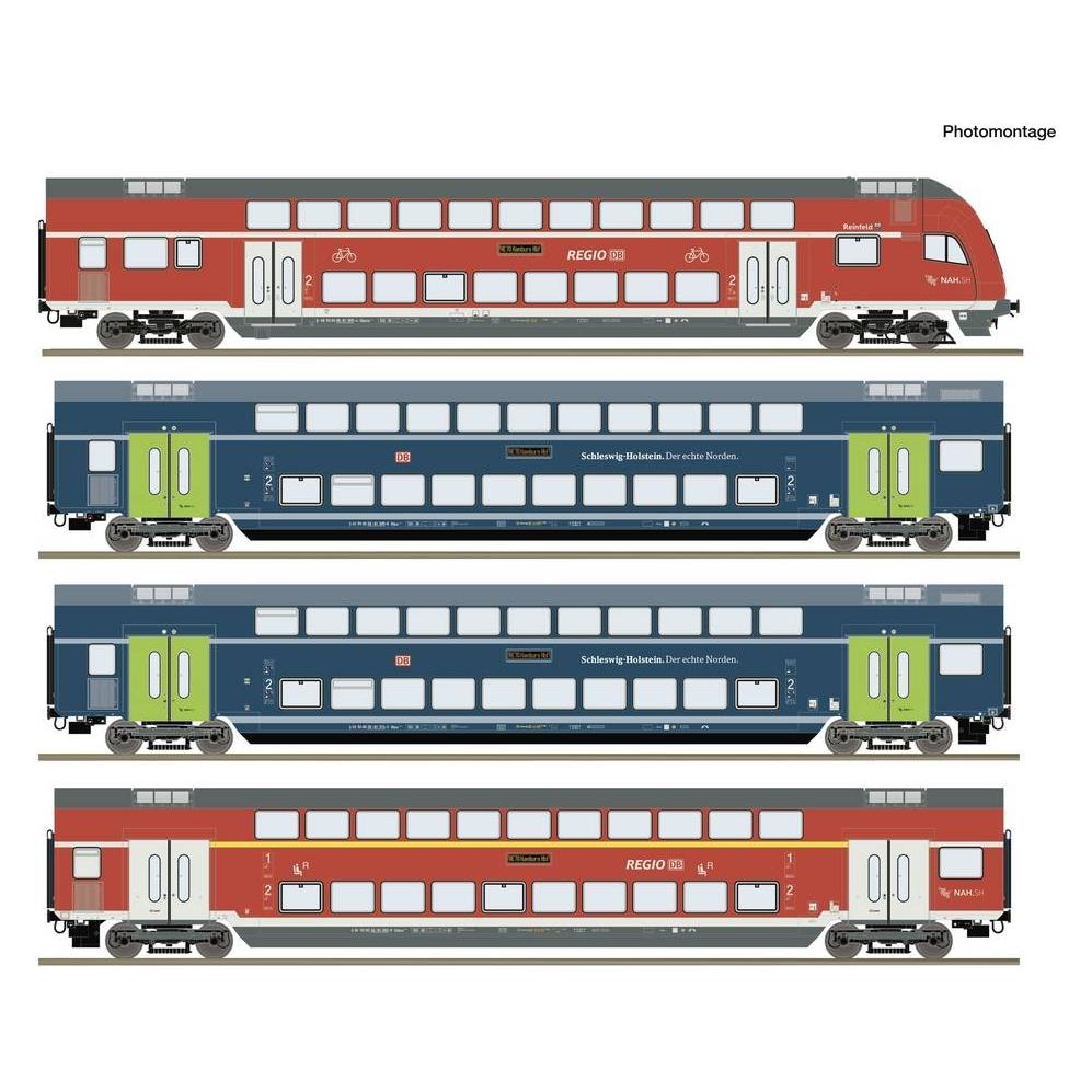 Roco 6210250 H0 4-piece Set: Double deck wagon (DCC) Wagon set with four double-decker wagons of (Spur H0) (6210250)