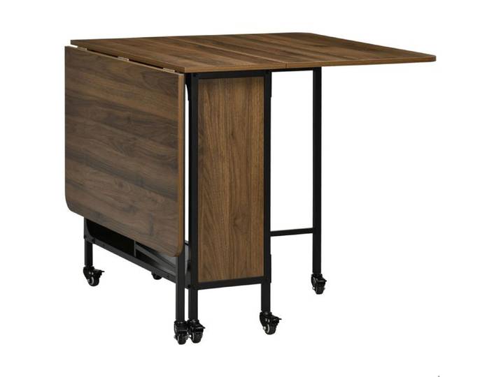 Table à manger - SOGEU - HOMCOM - Pliante - 6 places - Avec roulettes et rangement