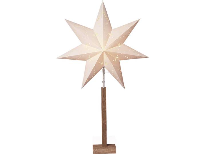 Stehlampe Standleuchte Stern Karo , braun (holzfarben, weiß), 1, Ø 60cm H: 100cm, 2 Stk., PARFORCE TRADITIONAL HUNTING, Leuchten, Tischlampe, Weihnachtsstern, Deko-Stern, 7-zackig, Weihnachtsdeko, Stehlampe