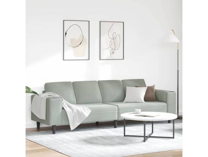ZQQLVOO Wohnzimmer Sofa Hellgrau 250 x 77 x 76 cm Strapazierfähiges Polyester, Sperrholzkorpus, Schwarze Beine, Pflegeleicht