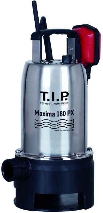 T.I.P. Schmutzwasser Tauchpumpe - Edelstahl, 10.500 l/h,  7 m Förderhöhe, 500 W, 25 mm Korngröße, robust, Maxima 180 PX 30121