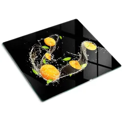 GLASPLATTE 60x52 cm Aprikosen und Wasser