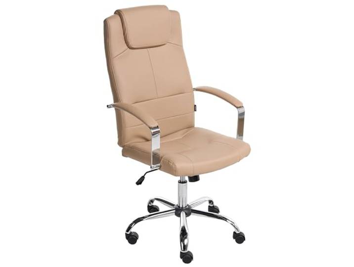 Beliani Bürostuhl Kunstleder sandbeige gesteppt höhenverstellbar drehbar modern Winner