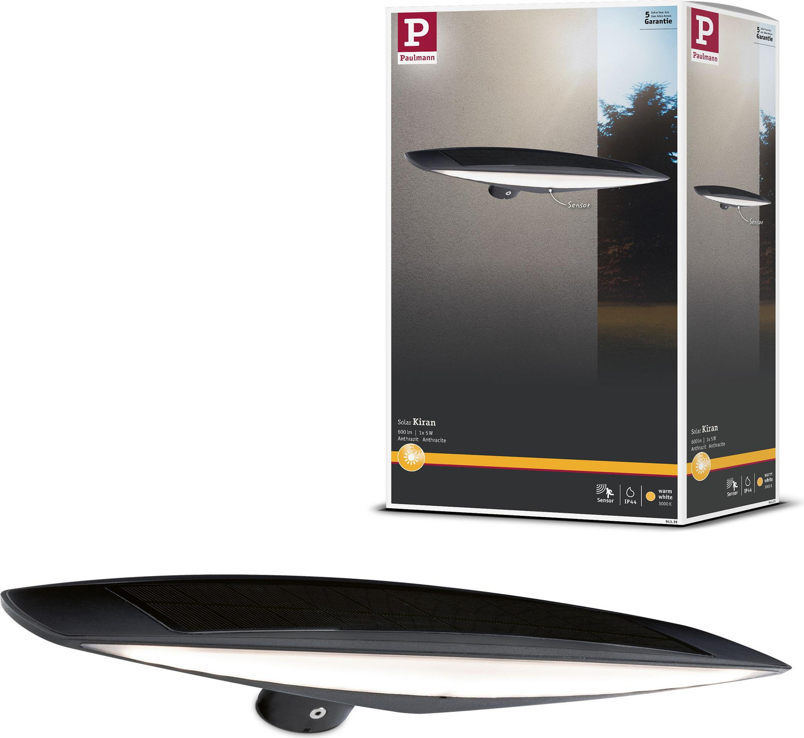 Paulmann Solar LED buitenwandlamp Kiran voor in de tuin